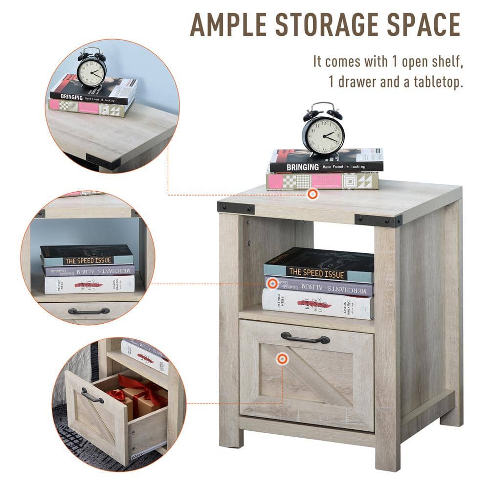 Industrial Oak Rectangular Side Table with Storage