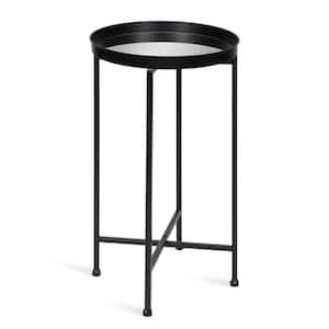 Celia 14 in. Black Round Glass End Table