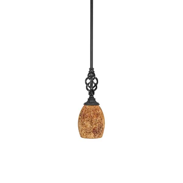 Unbranded Bridgewater 100 W 1-Light Matte Black Standard Mini Pendant Light with Glass Shade