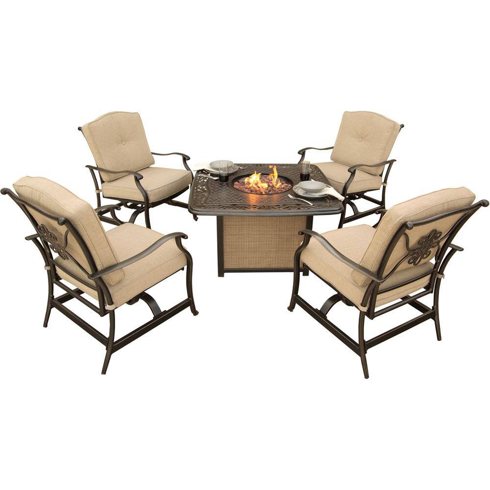 Cambridge Concord 5 Piece Aluminum, Home Depot Outdoor Furniture With Fire Pit