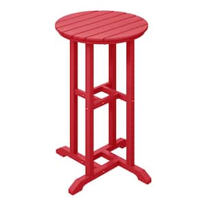 Laguna 24 in. Round Outdoor Dinining HDPE Plastic Counter Height Bistro Table in Red