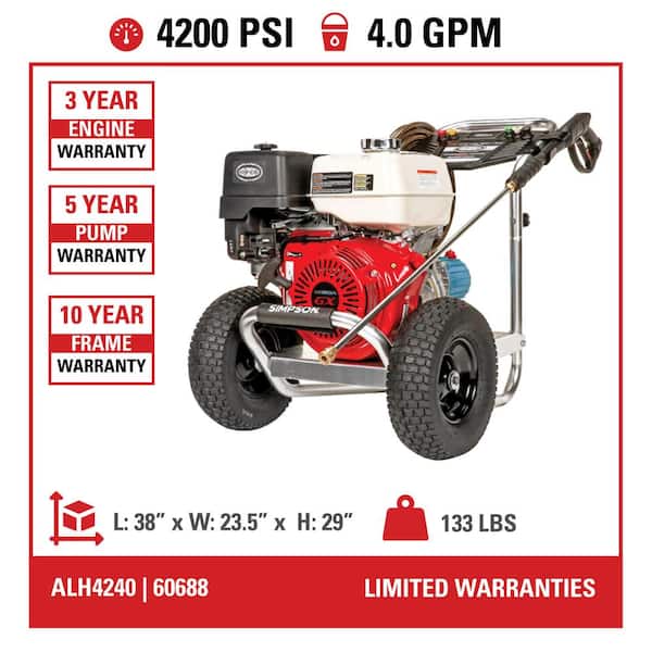 4200 PSI 4.0 GPM Gas Cold Water Pressure Washer with HONDA GX390 Engine