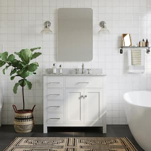 Bristol 37 in. W x 22 in. D x 35.25 in. H Freestanding Bath Vanity in White with White Marble Top
