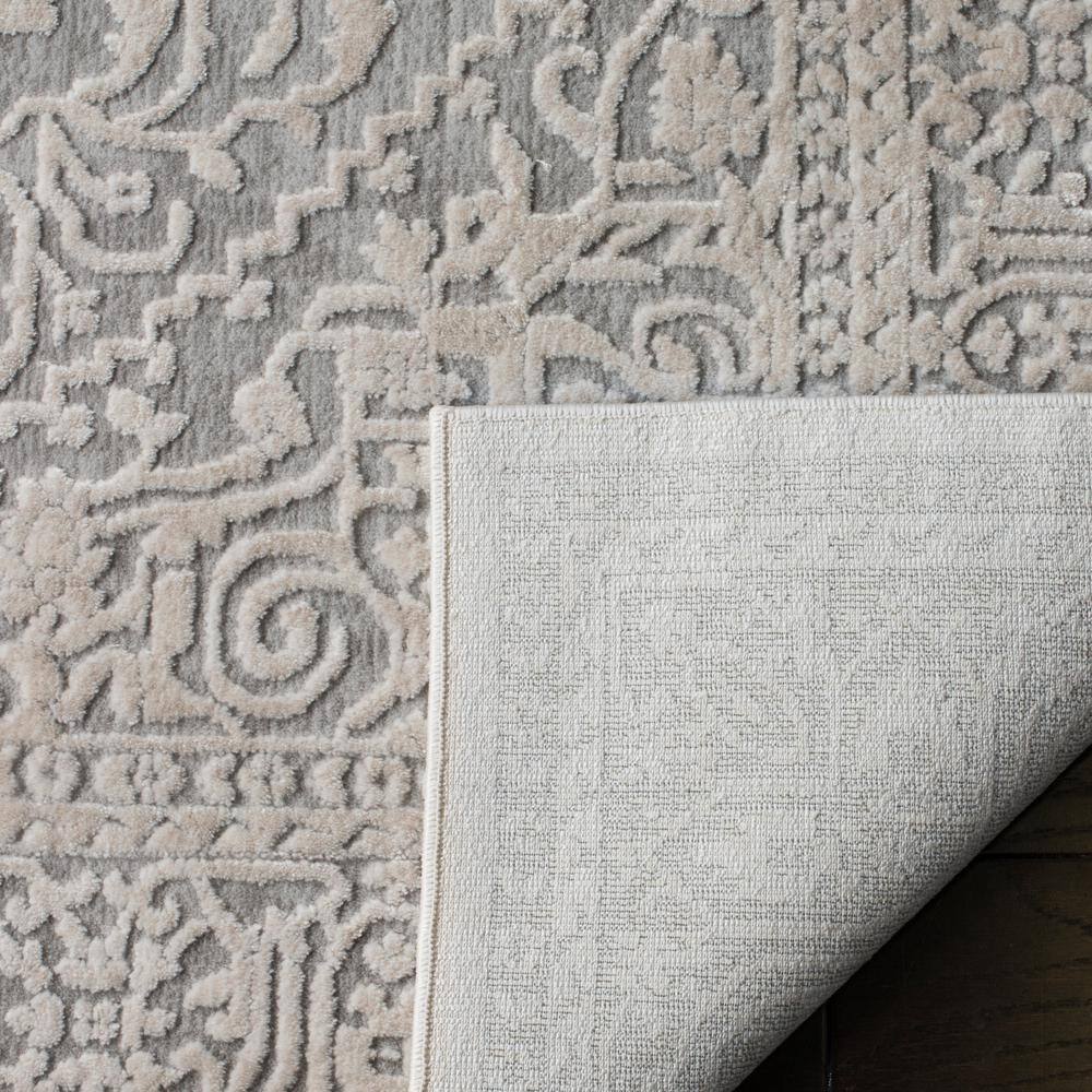 Light Grey and Cream Floral Cotton Area Rug