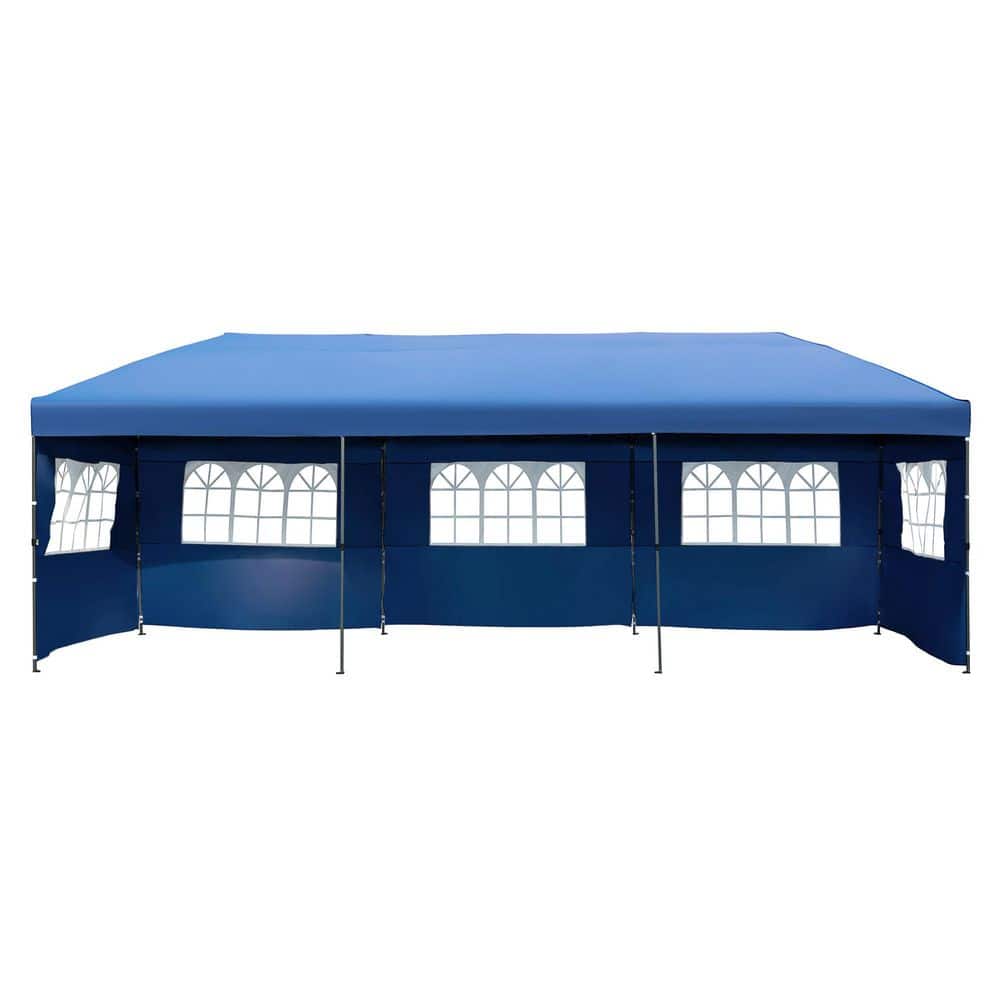 10 ft. x 30 ft. Navy Heavy Duty Outdoor Pop Up Canopy with Sidewalls and Wh