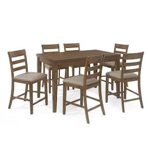 Woodbine 7-Piece Antique Brown Counter Height Dining Set