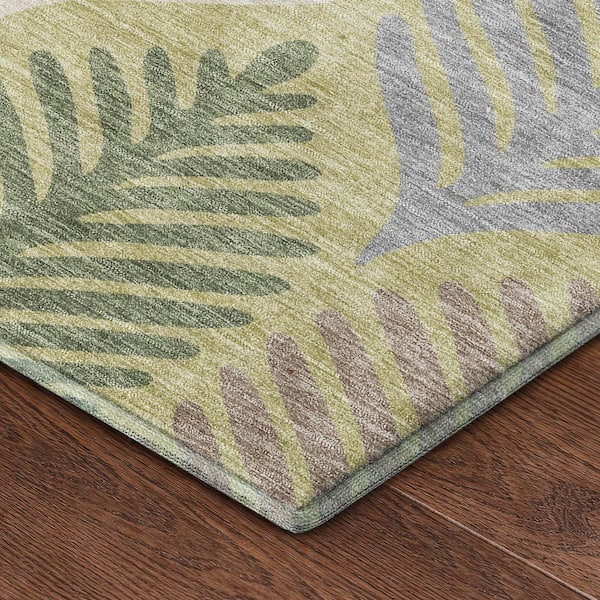 Mayfield Premium Machine Washable Abstract AMF2515 Aloe 10 ft. x 14 ft. Area Rug