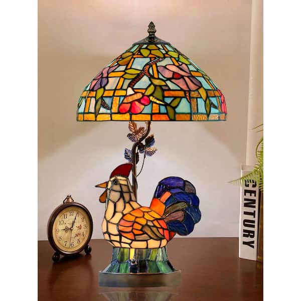 Dale Tiffany Canberry Rooster 20 in. Tall Handmade Multi-Color