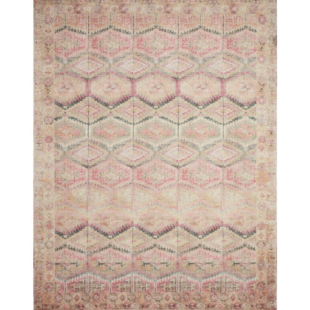 Layla Pink and Lagoon Vintage Distressed 9' x 12' Area Rug