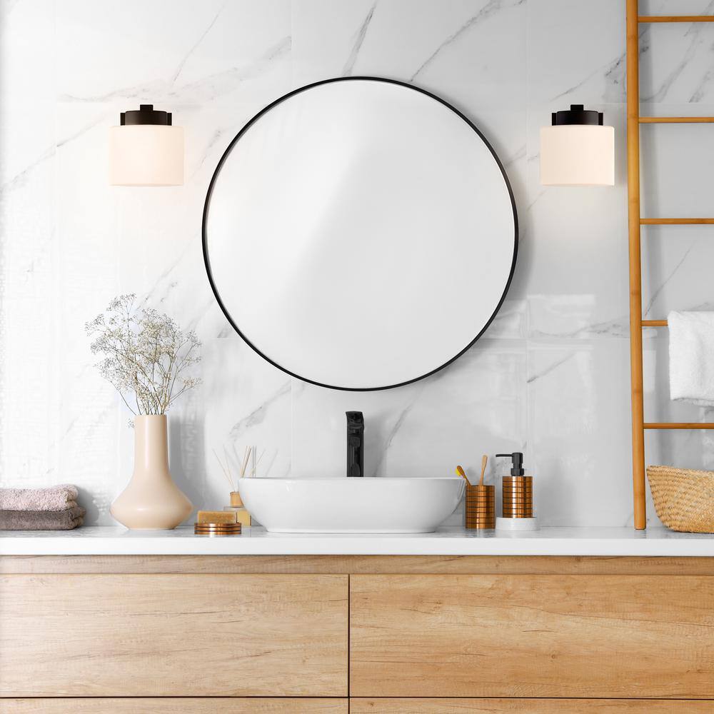 Dove Creek 6.5'' Matte Black Frosted Glass Wall Sconce