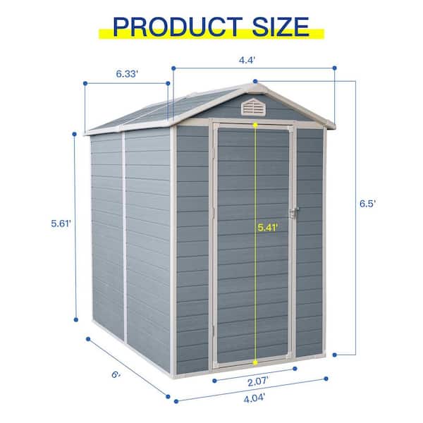 4ft x 6ft Resin Outdoor Storage Shed Plastic Garden Sheds with
