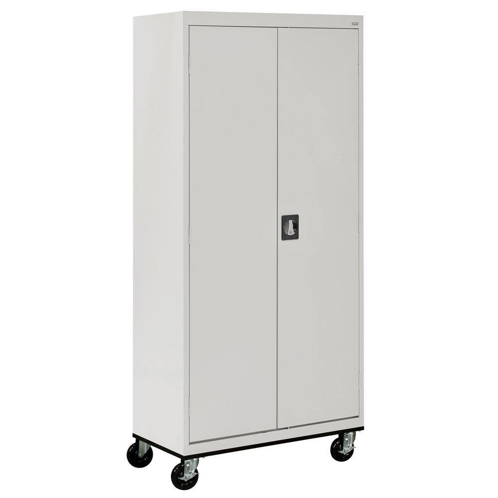 Freestanding Lockable 78" Gray Office Cabinet with Adjustable Shelving