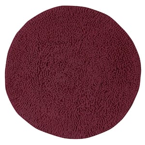 Fantasia Collection 100% Cotton Tufted Non-Slip Bath Rugs, 25 in. x25 in. Round, Red