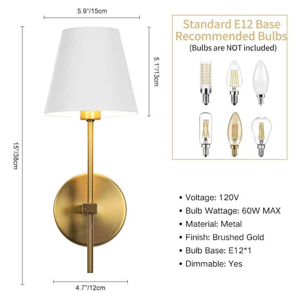 Y'INSP Aurelia 5.9 in. 1-Light Modern Brushed Gold Wall Sconce