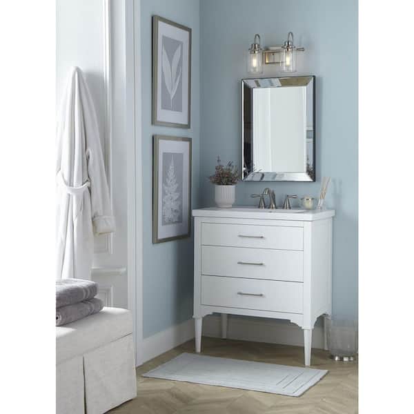 Progress Lighting Aiken Collection 2-Light Brushed Nickel Clear Glass Vintage Wall Light