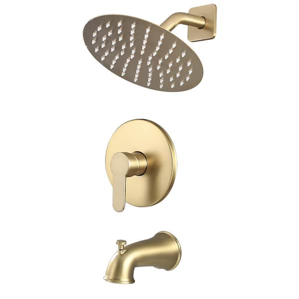 AKLFGN Single Handle 2-Spray Tub and Shower Faucet 2.2 GPM in. Brushed Gold (Valve Included)