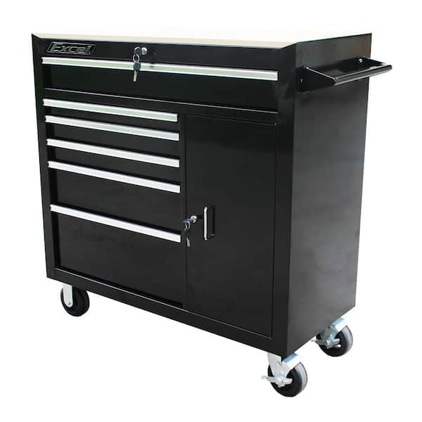 Excel 41 in. W x 18 in. D x 41.4 in. H 6-Drawer Steel Roller Cabinet Tool Chest in Black