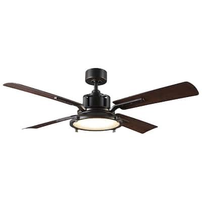 Nautilus 56 in. LED Indoor/Outdoor Oil Rubbed Bronze 4-Blade Smart Ceiling Fan with 3000K Light Kit and Wall Control