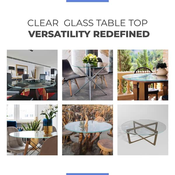 4 ft round glass table top sales
