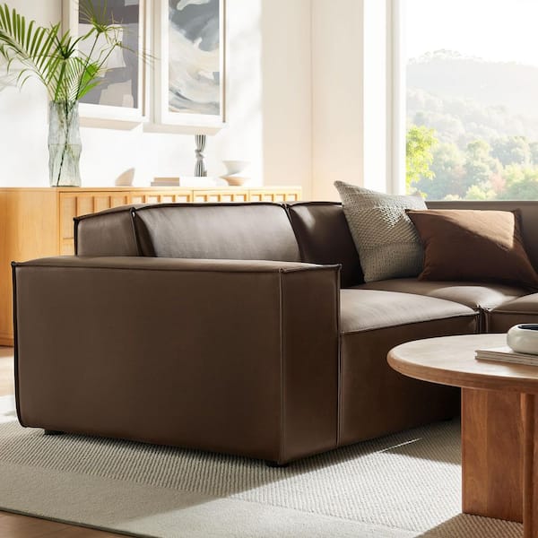 Modway Restore 96.6 in Faux Leather 3-Piece Modular L-Shaped