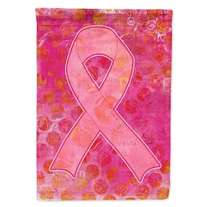 28 in. x 40 in. Polyester Artsy Breast Cancer Pink Ribbon Flag Canvas House Size 2-Sided Heavyweight