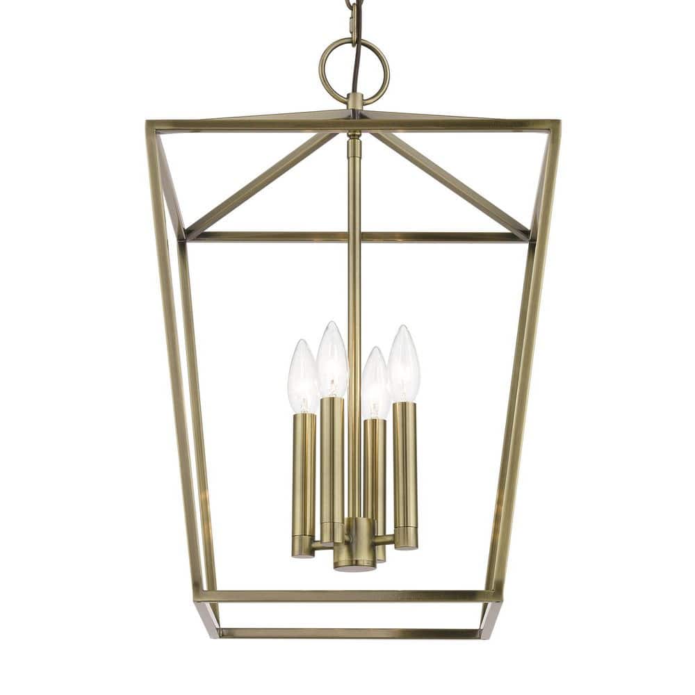 Devone Antique Brass Mini Square Frame Chandelier