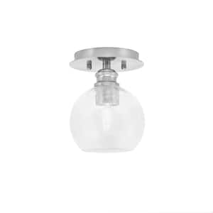 Albany 1-Light 6 in. Brushed Nickel Semi-Flush with Clear Bubble Glass Shade