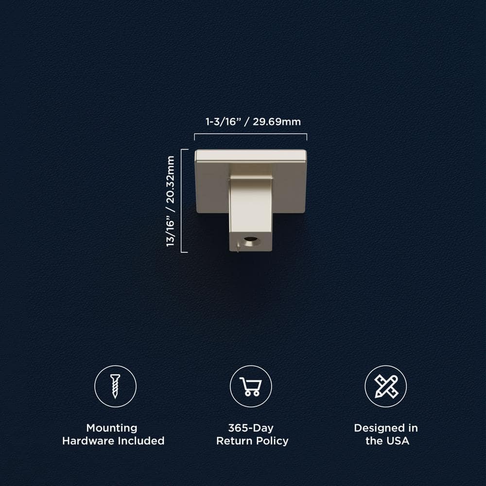 Satin Nickel Square Modern Cabinet Knobs with Mounting Hardware