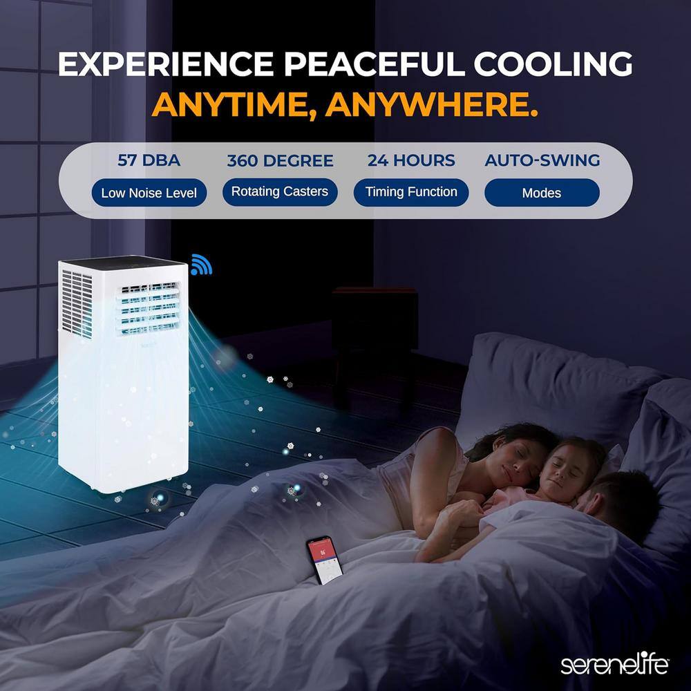 SereneLife 8,000 BTU White Portable Air Conditioner with Remote