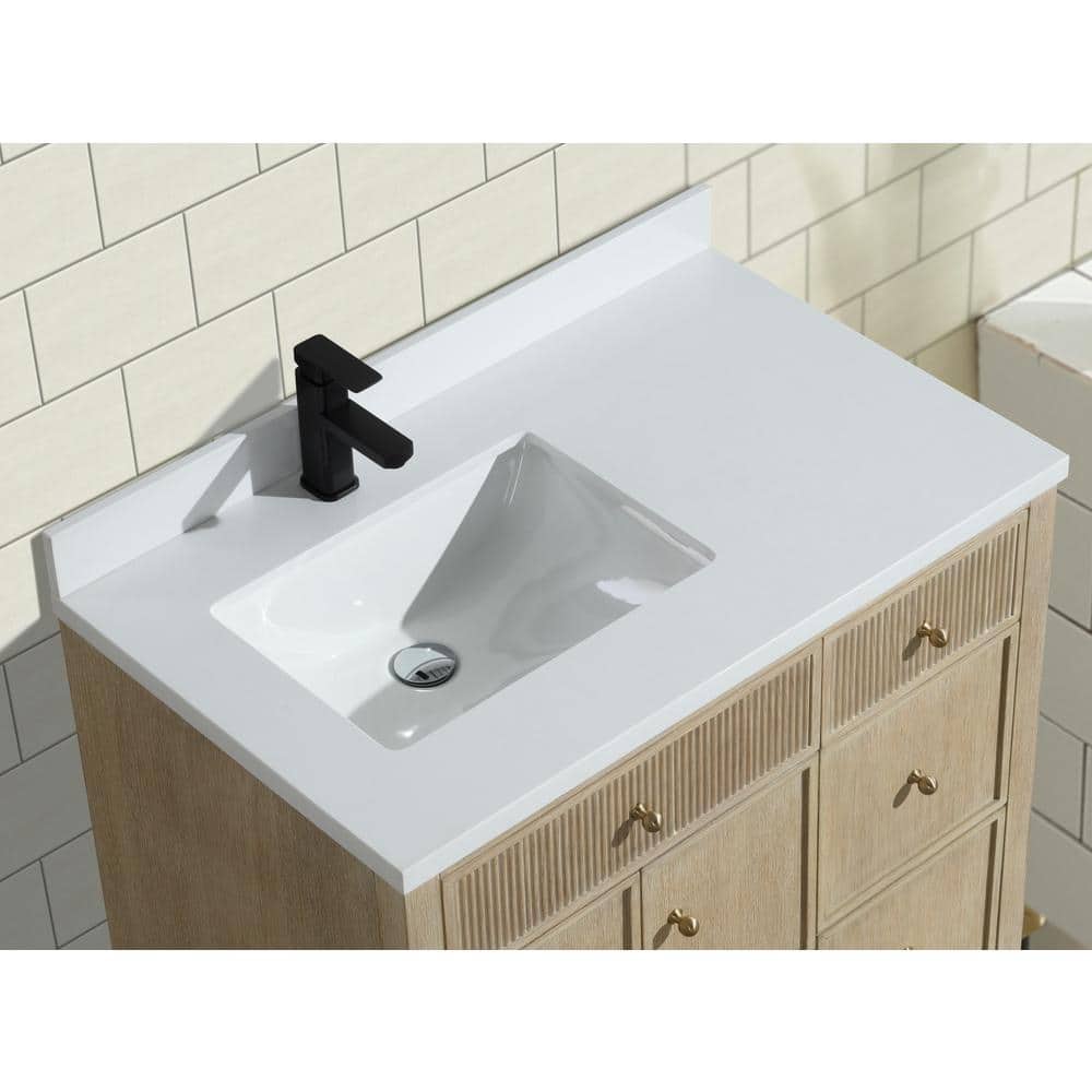 Redondo 36'' Ash Oak Single Bathroom Vanity with Quartz Top