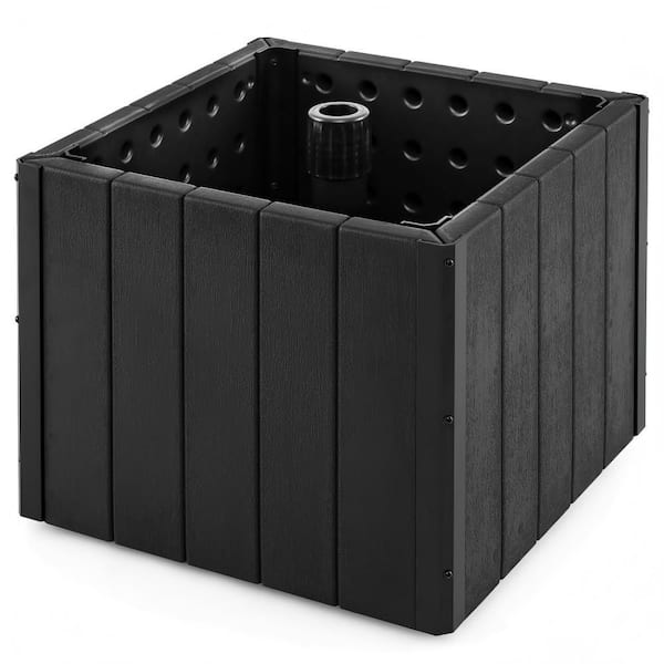 2-in-1 Patio Umbrella Base Planter in Black with Wheels, Metal Pole & 3 Adapters, Fits 6-10 ft Umbrellas