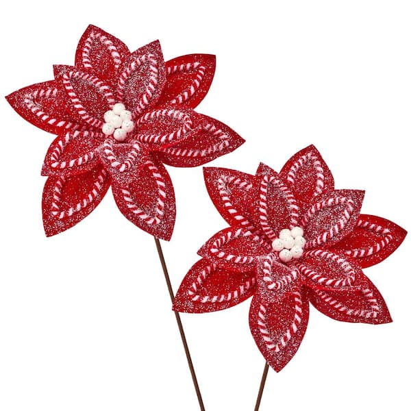 23 in. Artificial Sugar and Spice Poinsettia Stem
