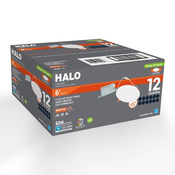 HLBSL 6 in. Can Less Integrated LED, 900 Lumens, 5CCT, White (12-Pack)