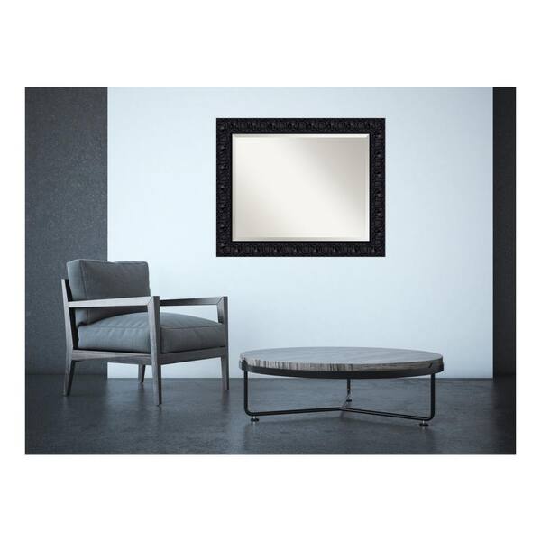 Amanti Art Black Luxor Wood 34 in. W x 28 in. H Contemporary Framed Mirror