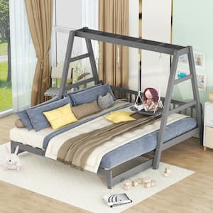 Extendable Gray 80.7 in. W Twin Daybed with Swing and Ring Handles