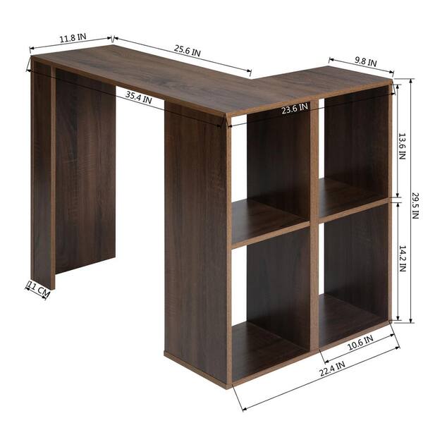 Ultic Walnut L Shaped Home Office Desk Wooden Computer Desk with Storage  Drawers & Shelf