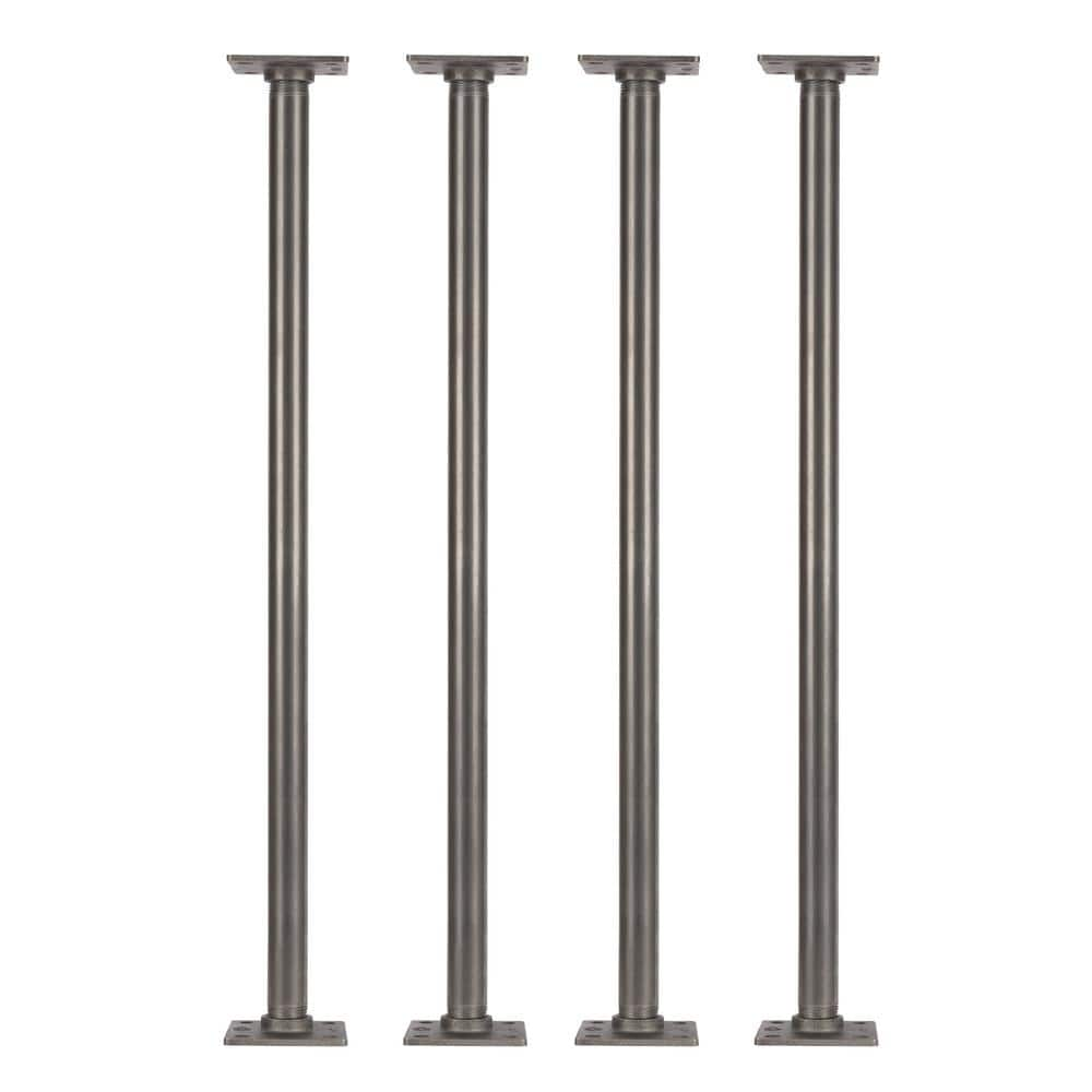 Pipe Decor 1 In X 25 Ft L Black Steel Pipe Square Flange Table Leg Kit Set Of 4 375 Pd1x30f 4584