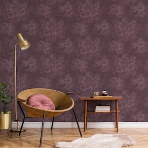Atmosphere Collection Metallic Magenta Mystic Floral Design on Non-Pasted Non-Woven Wallpaper Roll