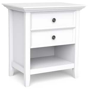 Amherst Solid Wood 16 in. D x 24 in. W x 26 in. H Transitional Bedside Nightstand Table with 2-Drawers in White