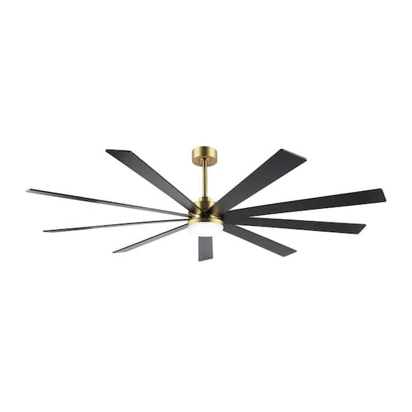 MLiAN 72 in. 9 Blades LED Indoor Black and Gold Ceiling Fan with Remote