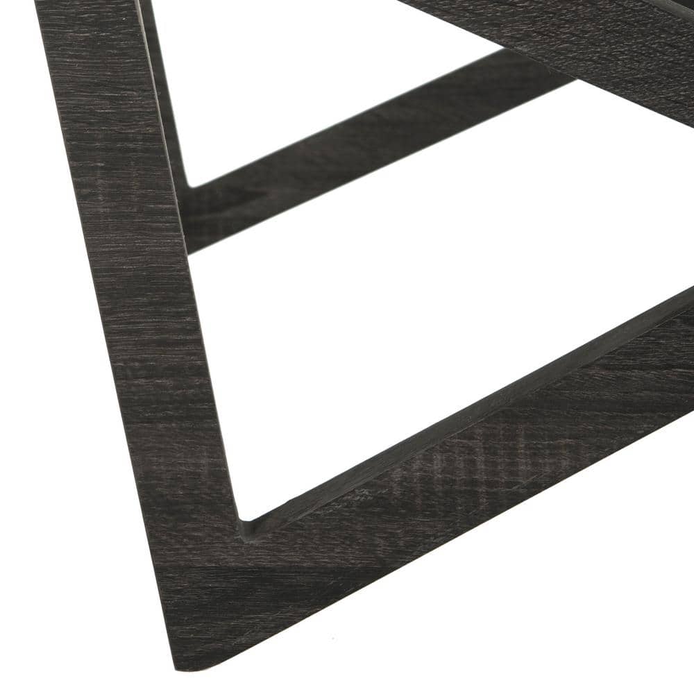 Transitional Gray-Brown Square Wood & Glass Coffee Table
