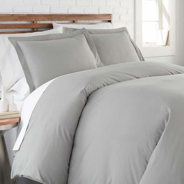 Southshore Fine Linens Vilano Classic 3-Piece Grey Full/Queen Micorfiber Duvet Cover Set