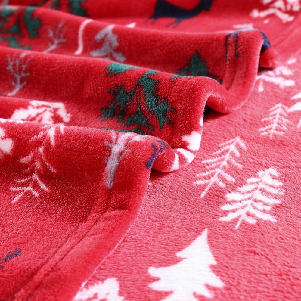 Red Deer Woods Reversible Fleece Throw Blanket 50" x 60"
