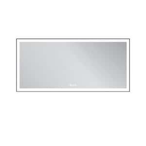 Aura 77 in. W x 36 in. H Rectangular Frameless Anti-Fog Ceiling Wall Mount Bathroom Vanity Mirror in Silver