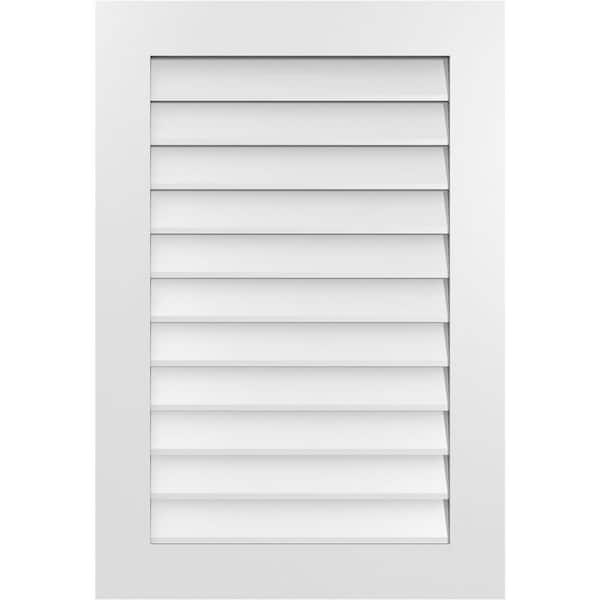 Ekena Millwork 26 in. x 38 in. Vertical Surface Mount PVC Gable Vent: Decorative with Standard Frame
