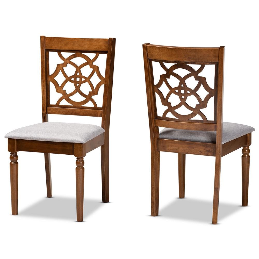 Walnut Brown and Cane Upholstered Low Side Chair