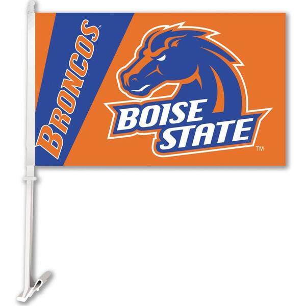BSI Products NCAA 11 in. x 18 in. Boise State 2-Sided Car Flag with 1-1/2 ft. Plastic Flagpole (Set of 2)-DISCONTINUED