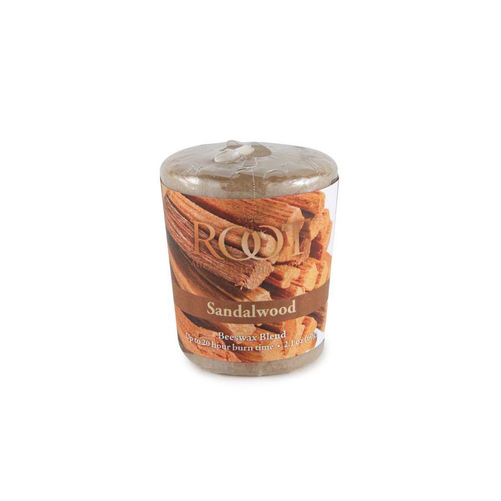 Sandalwood Scented Beige Beeswax Votive Candles, 18-Pack