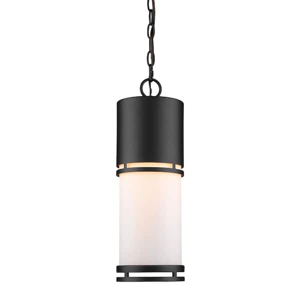 Unbranded Luminata 14-Watt 17.88 in. 1-Light Black Integrated LED Outdoor Hardwired Weather Resistant Pendant Light