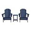 WESTIN OUTDOOR Laguna 3-Piece Fade Resistant Outdoor Patio HDPE Poly Plastic Folding Adirondack Chair Set with Side Table in Navy Blue 2001-AC2-CS-NB
